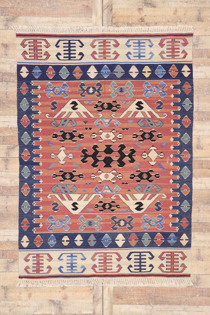 6 x 8 Vintage Persian Bijar Kilim Rug 77947