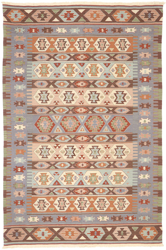 6 x 9 Vintage Persian Shiraz Kilim Rug 77949