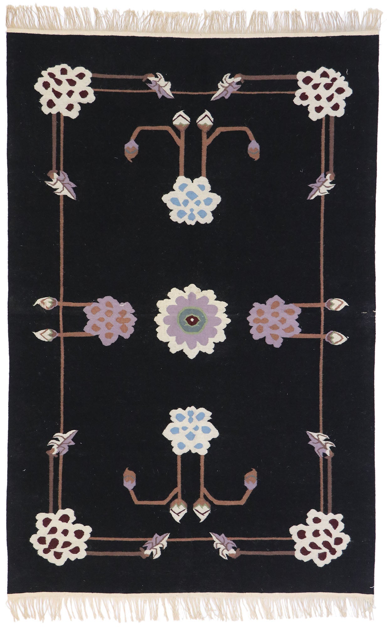 4 x 6 Vintage Chinese Floral Kilim Rug 77951