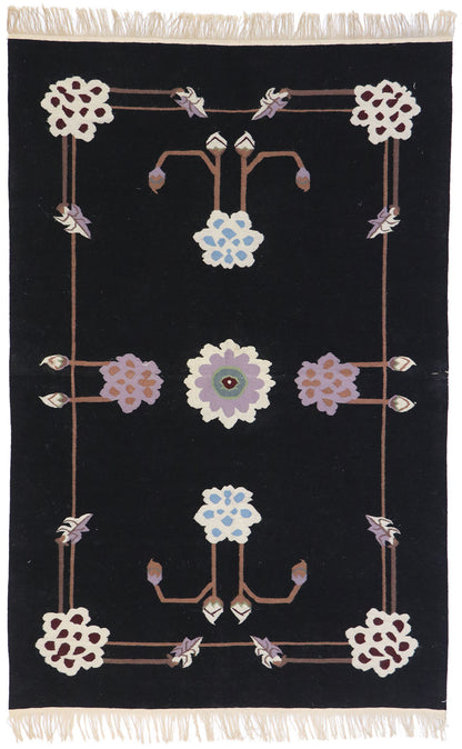 4 x 6 Vintage Chinese Floral Kilim Rug 77951