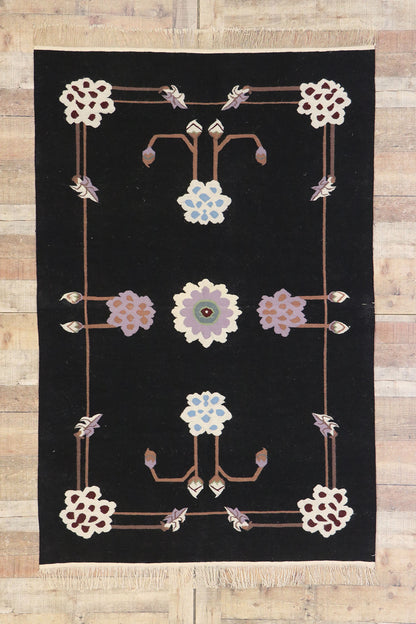 4 x 6 Vintage Chinese Floral Kilim Rug 77951