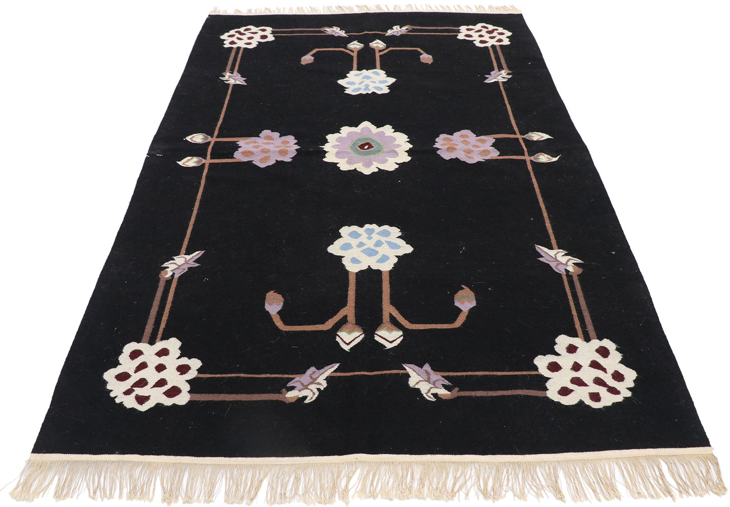 4 x 6 Vintage Chinese Floral Kilim Rug 77951