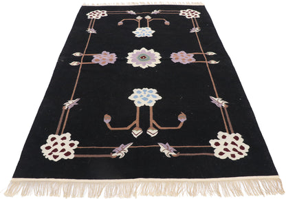 4 x 6 Vintage Chinese Floral Kilim Rug 77951