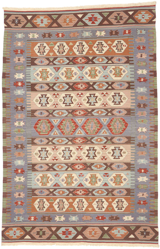 6 x 9 Vintage Persian Shiraz Kilim Rug 77952