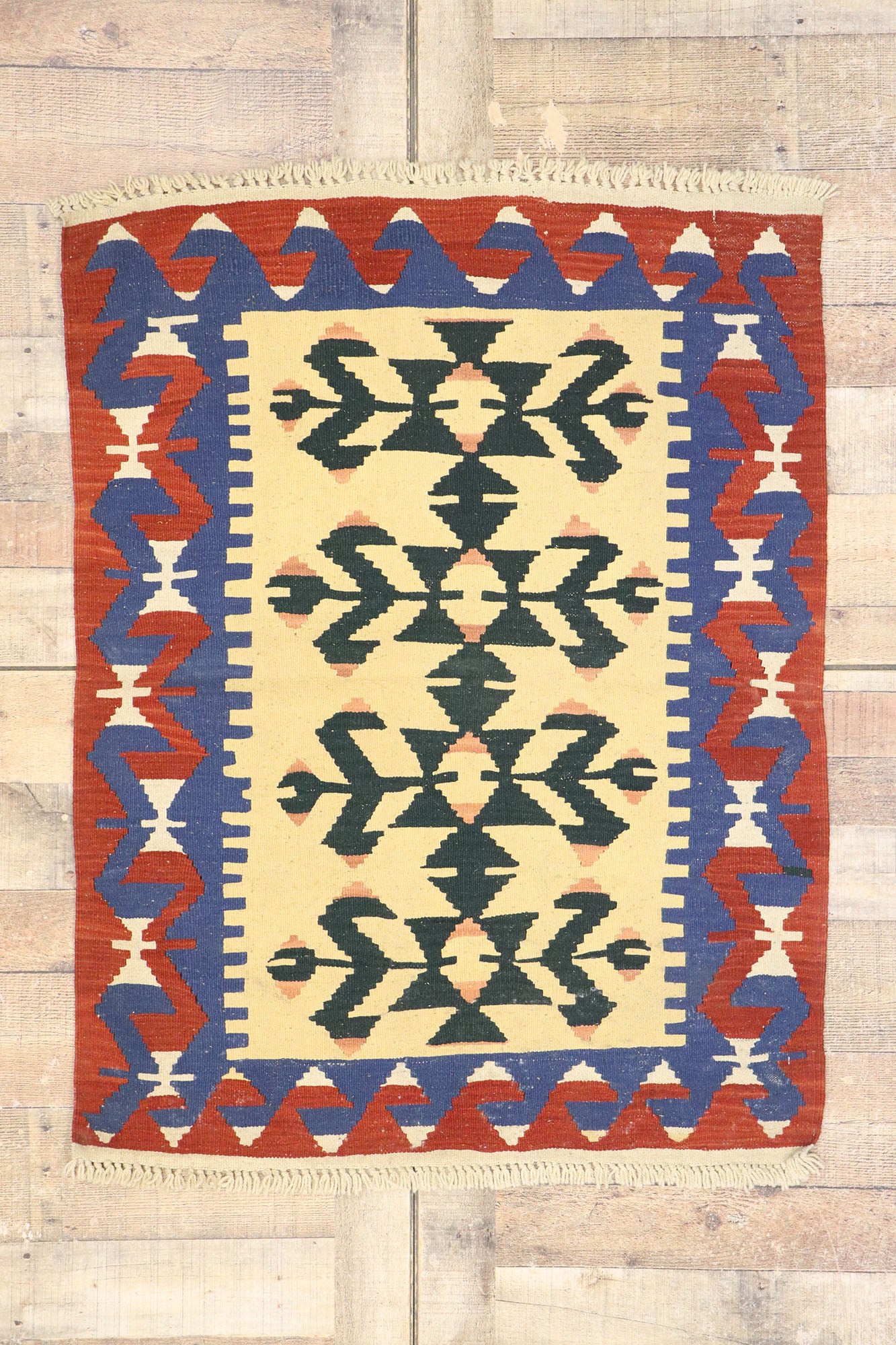 3 x 4 Vintage Persian Shiraz Kilim Rug 77955