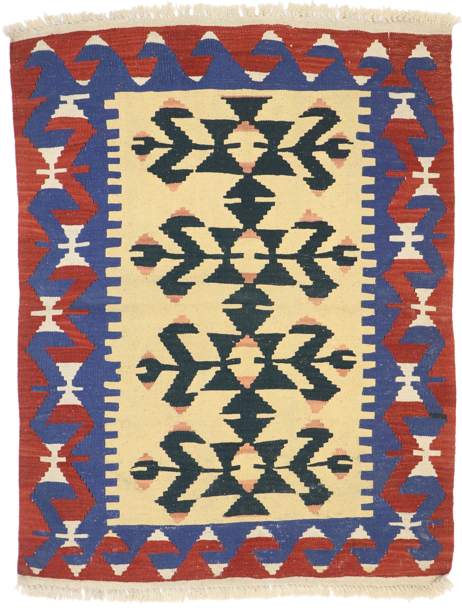 3 x 4 Vintage Persian Shiraz Kilim Rug 77955