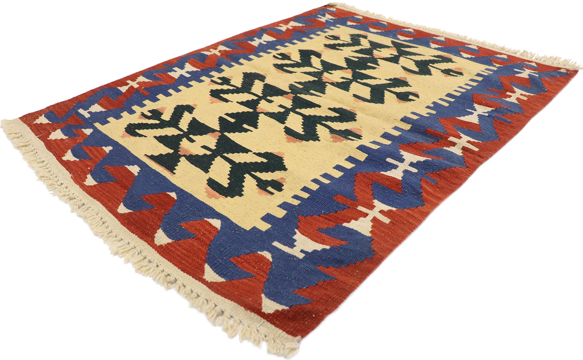 3 x 4 Vintage Persian Shiraz Kilim Rug 77955