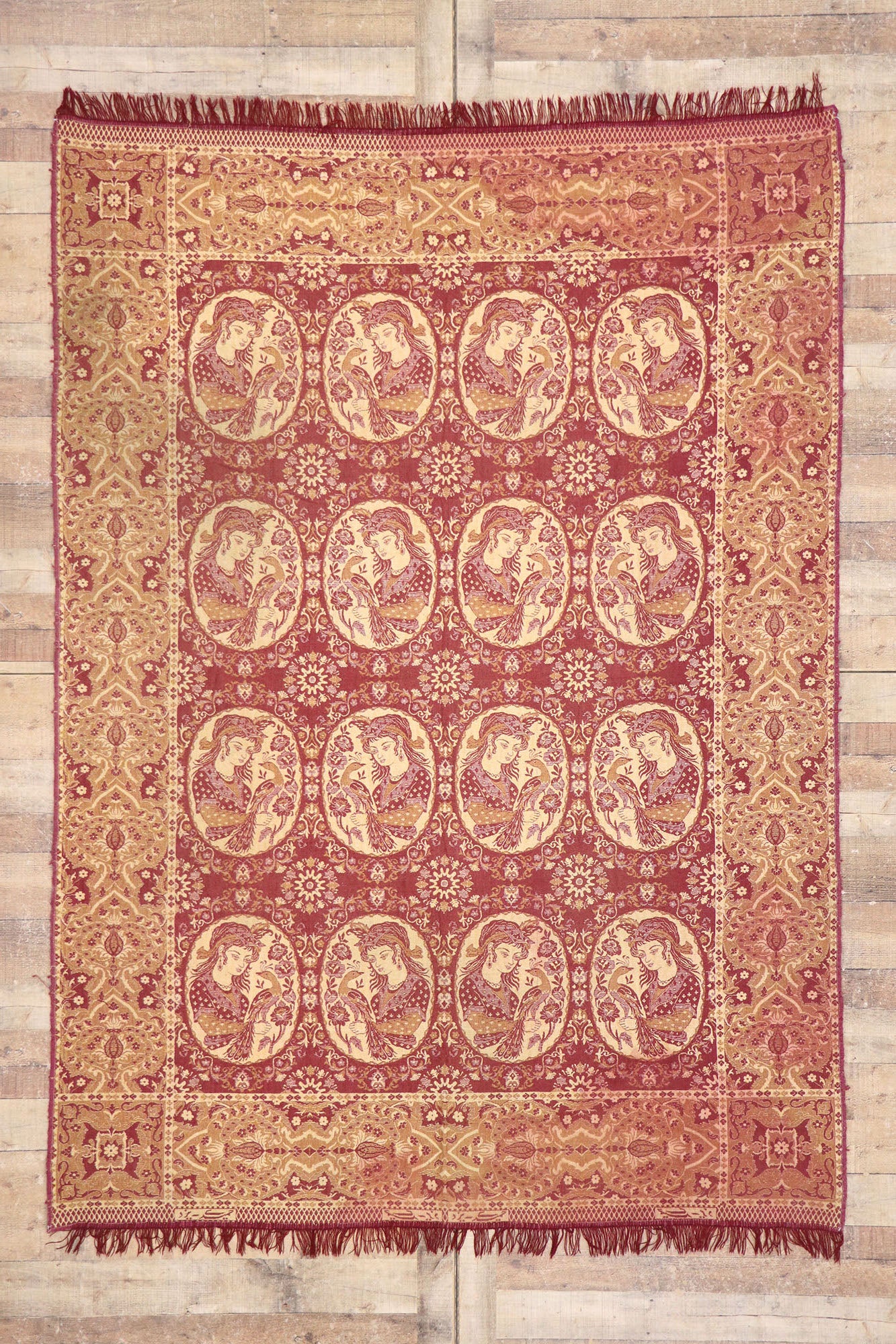 6 x 9 Vintage Persian Pictorial Rug 77960