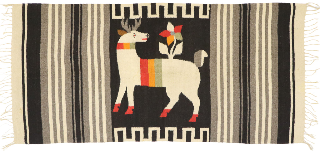 3 x 5 Vintage Mexican Kilim Sarape Rug 77962
