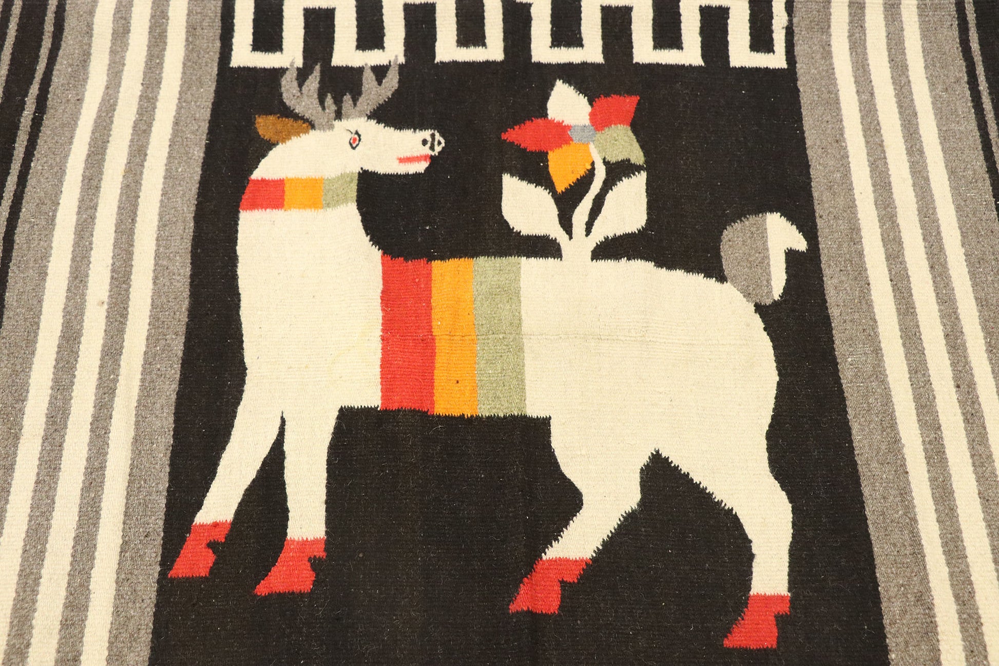 3 x 5 Vintage Mexican Kilim Sarape Rug 77962