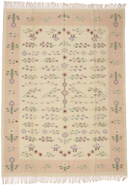 9 x 12 Vintage Romanian Floral Kilim Rug 77965