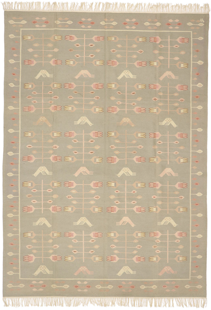 9 x 12 Vintage Oltenian Romanian Floral Kilim Rug 77966