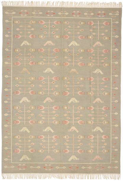 9 x 12 Vintage Oltenian Romanian Floral Kilim Rug 77966