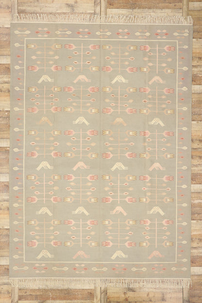 9 x 12 Vintage Oltenian Romanian Floral Kilim Rug 77966