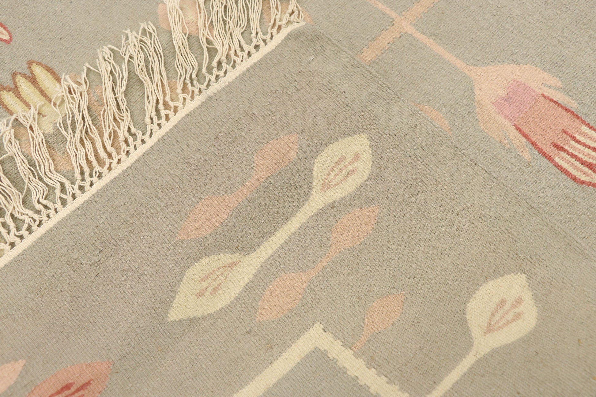 9 x 12 Vintage Oltenian Romanian Floral Kilim Rug 77966