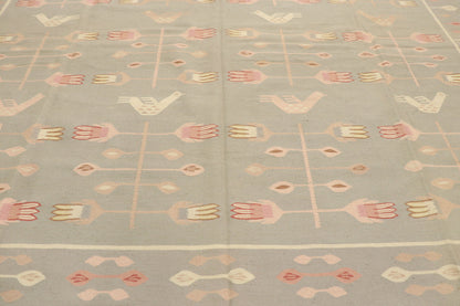 9 x 12 Vintage Oltenian Romanian Floral Kilim Rug 77966