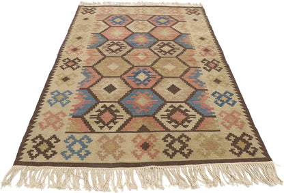4 x 6 Vintage Persian Shiraz Kilim Rug 77970