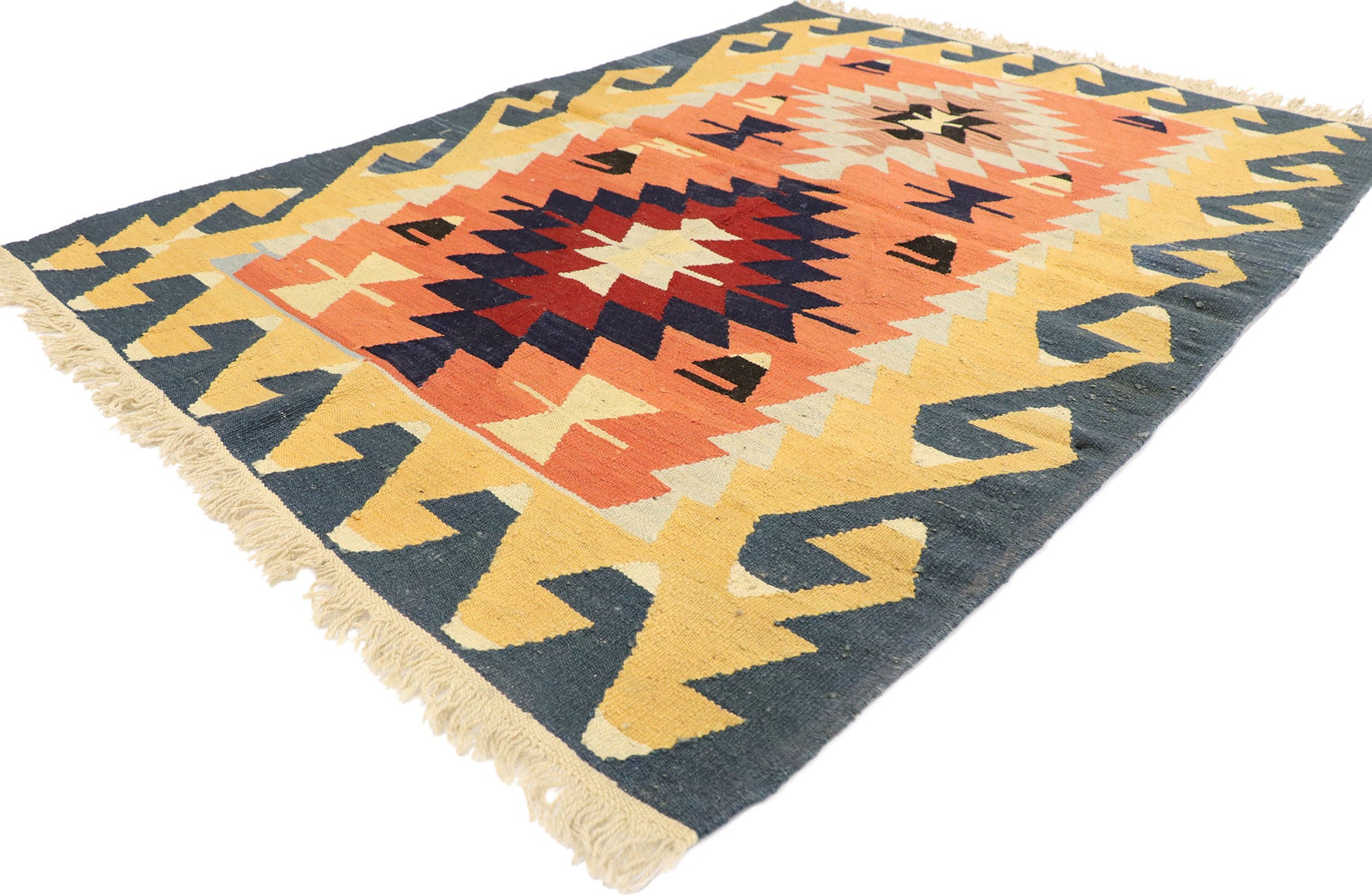 4 x 5 Vintage Persian Shiraz Kilim Rug 77974