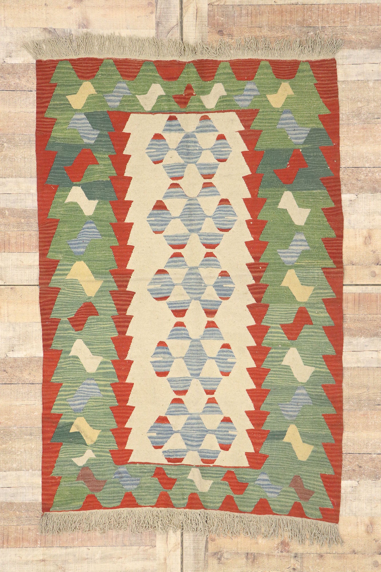4 x 6 Vintage Persian Shiraz Kilim Rug 77977