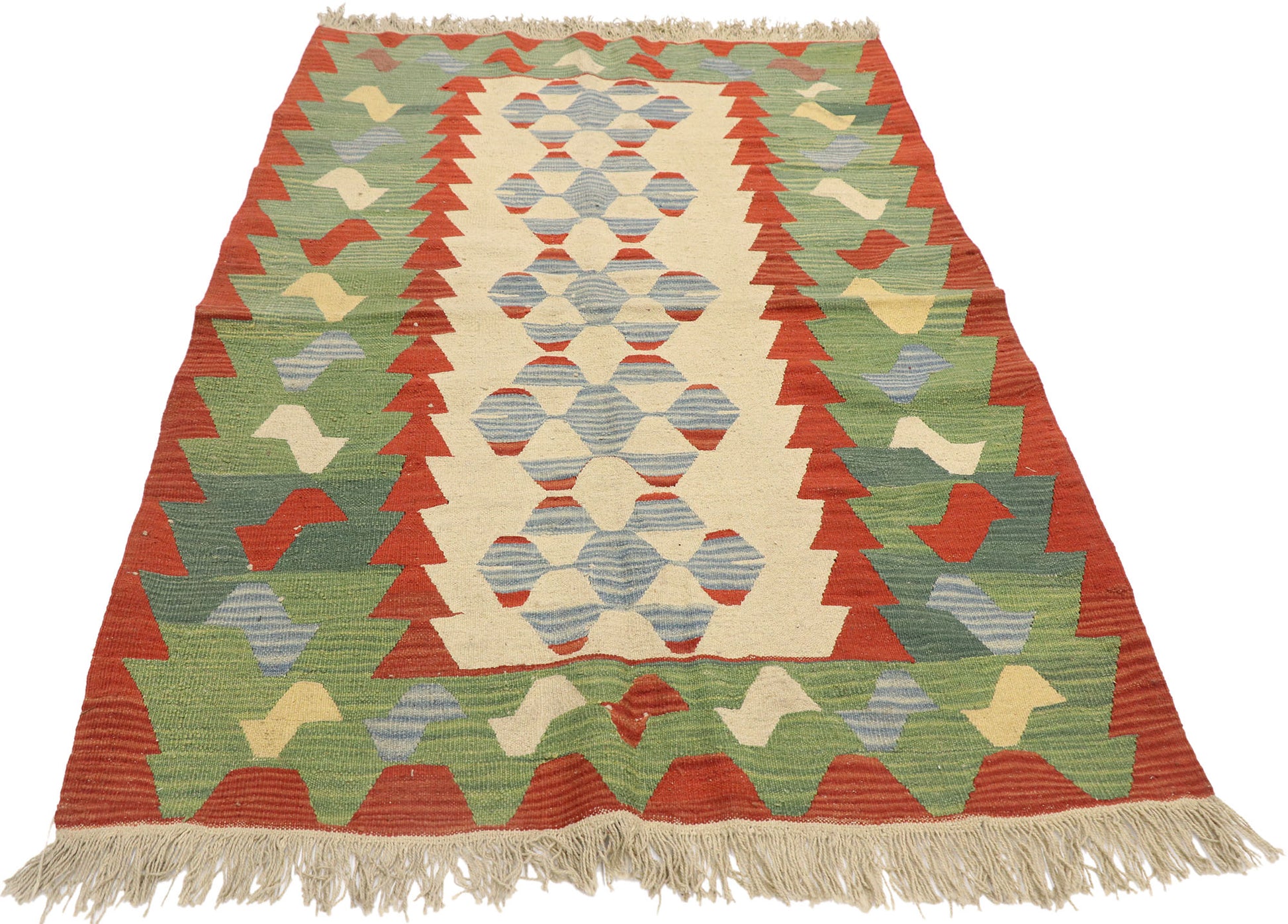 4 x 6 Vintage Persian Shiraz Kilim Rug 77977