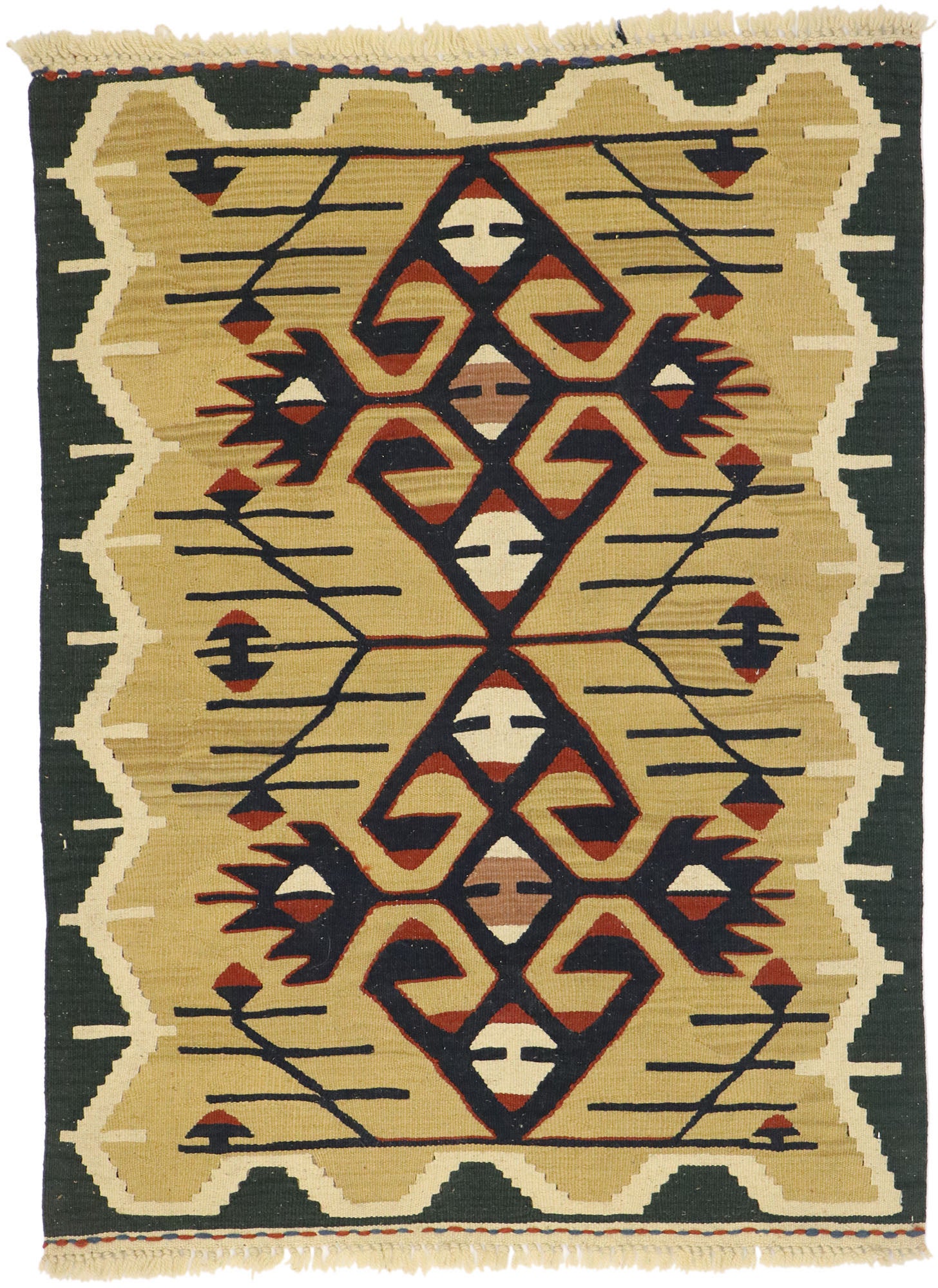 3 x 4 Vintage Persian Shiraz Kilim Rug 77978