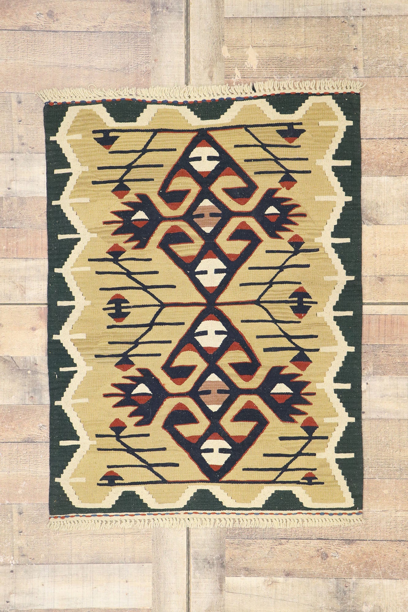3 x 4 Vintage Persian Shiraz Kilim Rug 77978