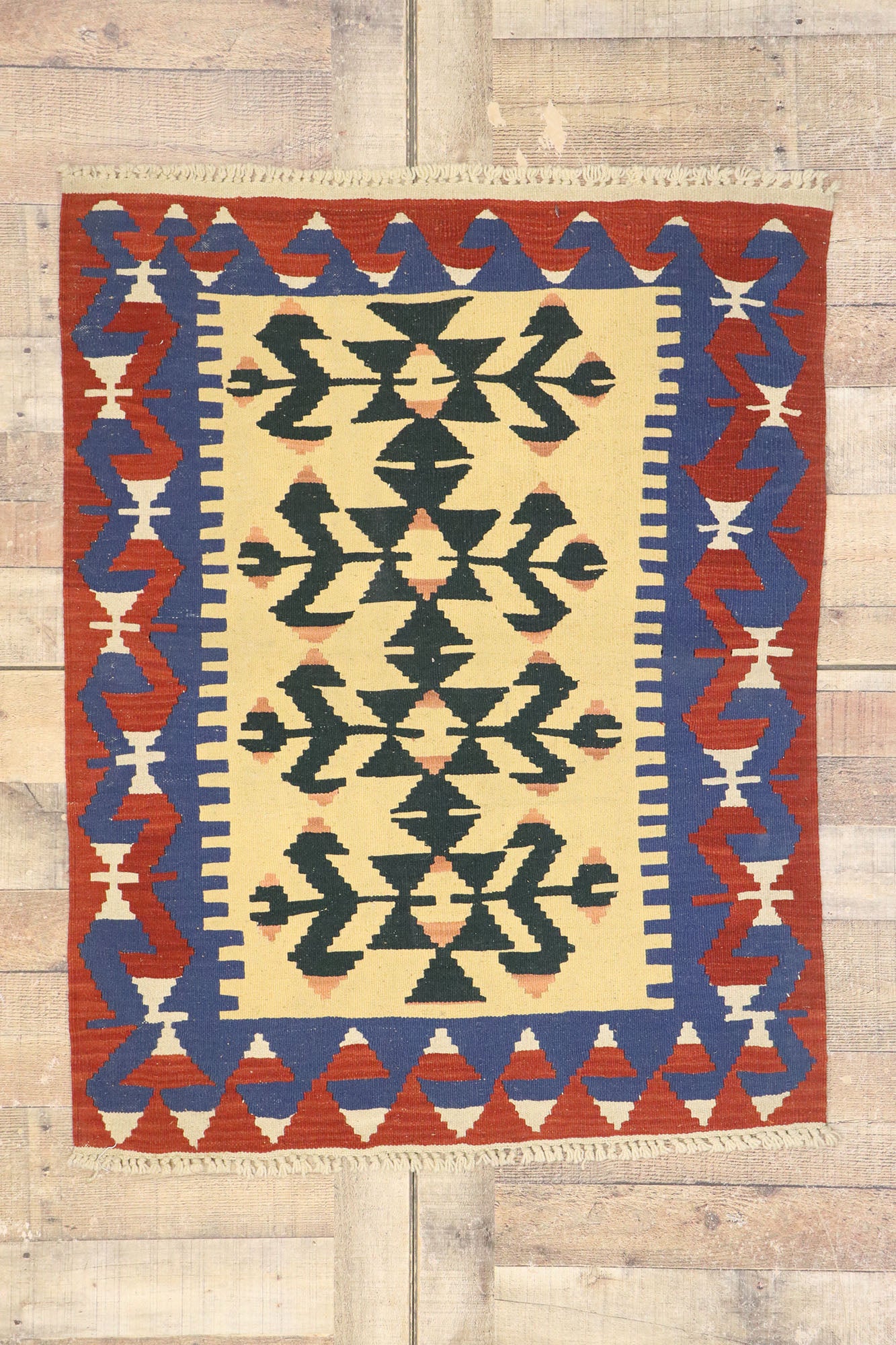 3 x 4 Vintage Persian Shiraz Kilim Rug 77980