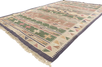 5 x 9 Vintage Indian Stone Wash Dhurrie Rug 77985