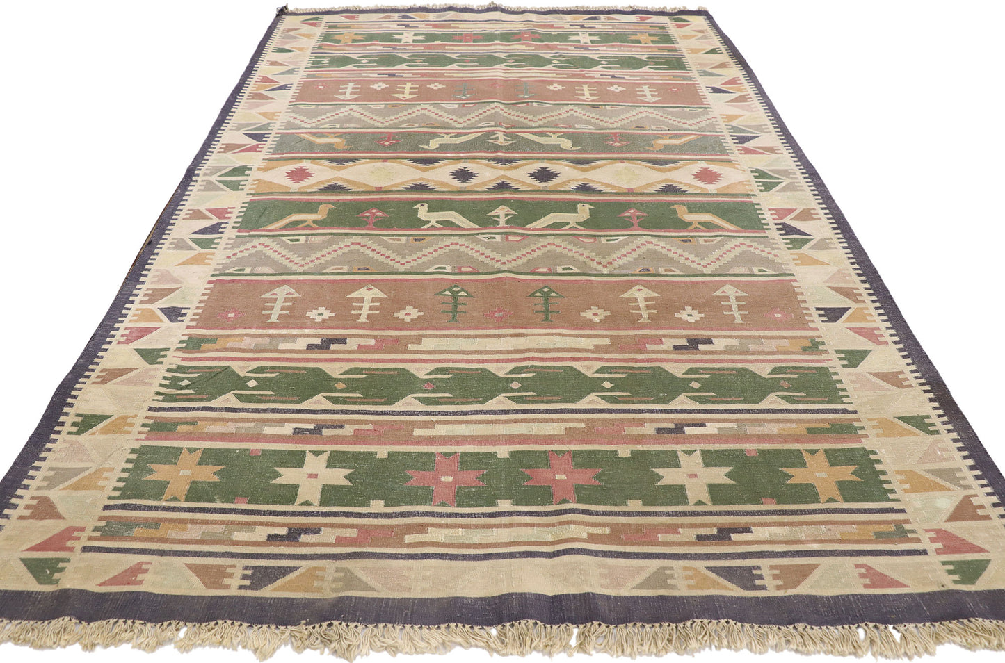 5 x 9 Vintage Indian Stone Wash Dhurrie Rug 77985