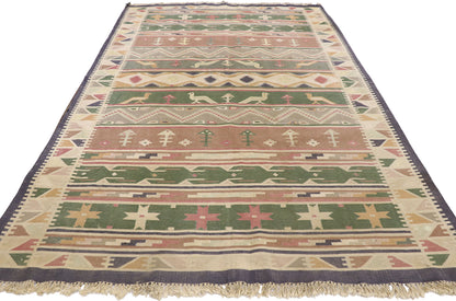 5 x 9 Vintage Indian Stone Wash Dhurrie Rug 77985