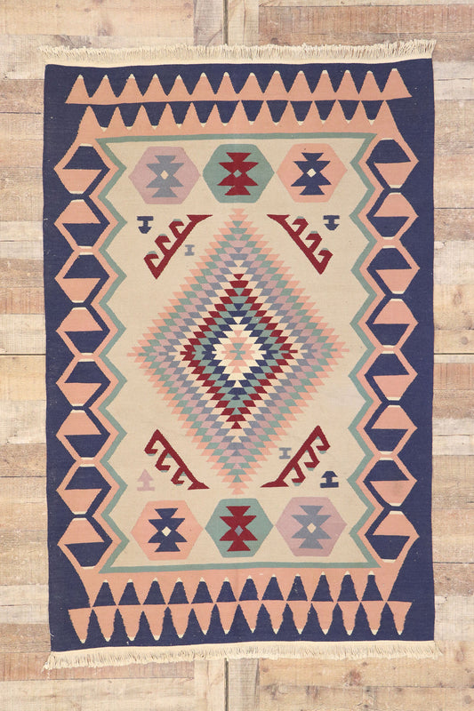 4 x 6 Vintage Persian Shiraz Kilim Rug 77987