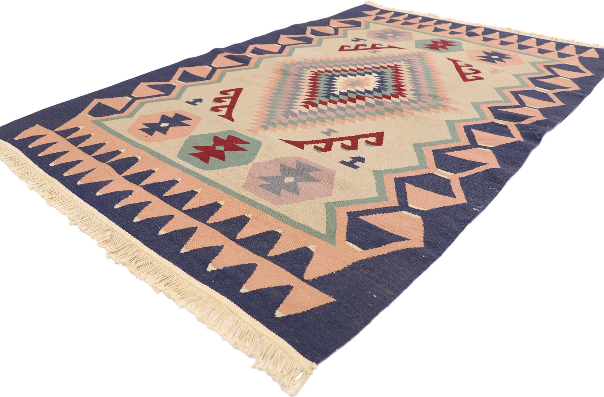 4 x 6 Vintage Persian Shiraz Kilim Rug 77987