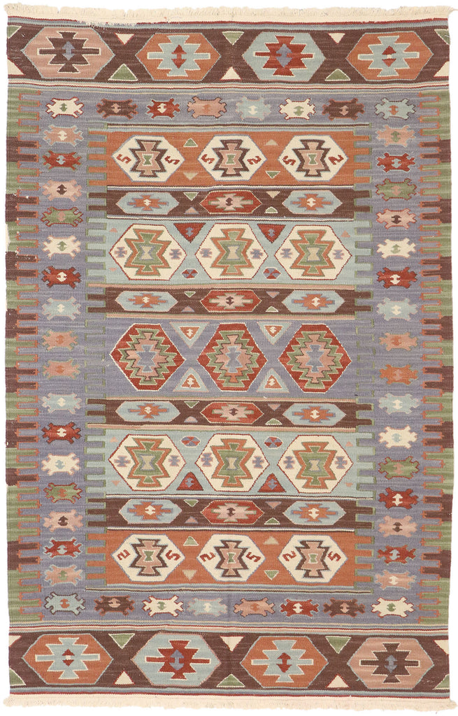 4 x 6 Vintage Persian Shiraz Kilim Rug 77988