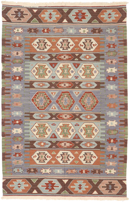 4 x 6 Vintage Persian Shiraz Kilim Rug 77988
