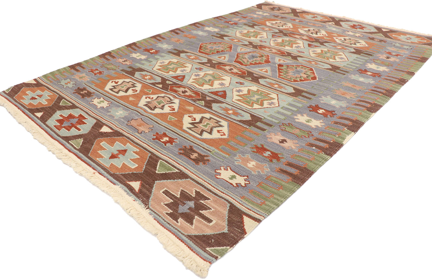 4 x 6 Vintage Persian Shiraz Kilim Rug 77988