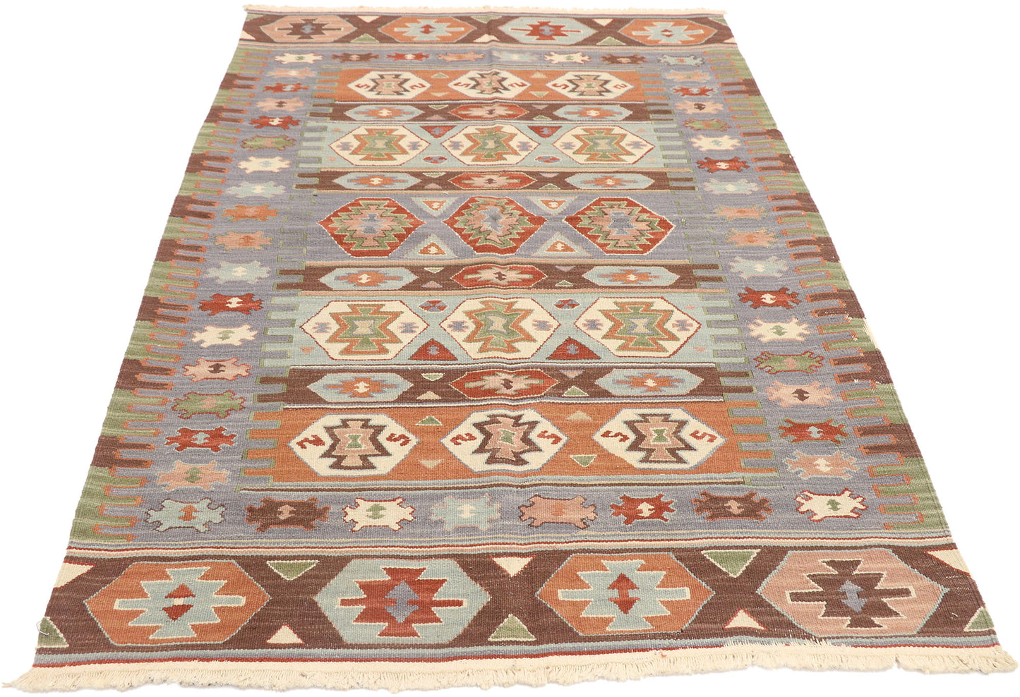 4 x 6 Vintage Persian Shiraz Kilim Rug 77988