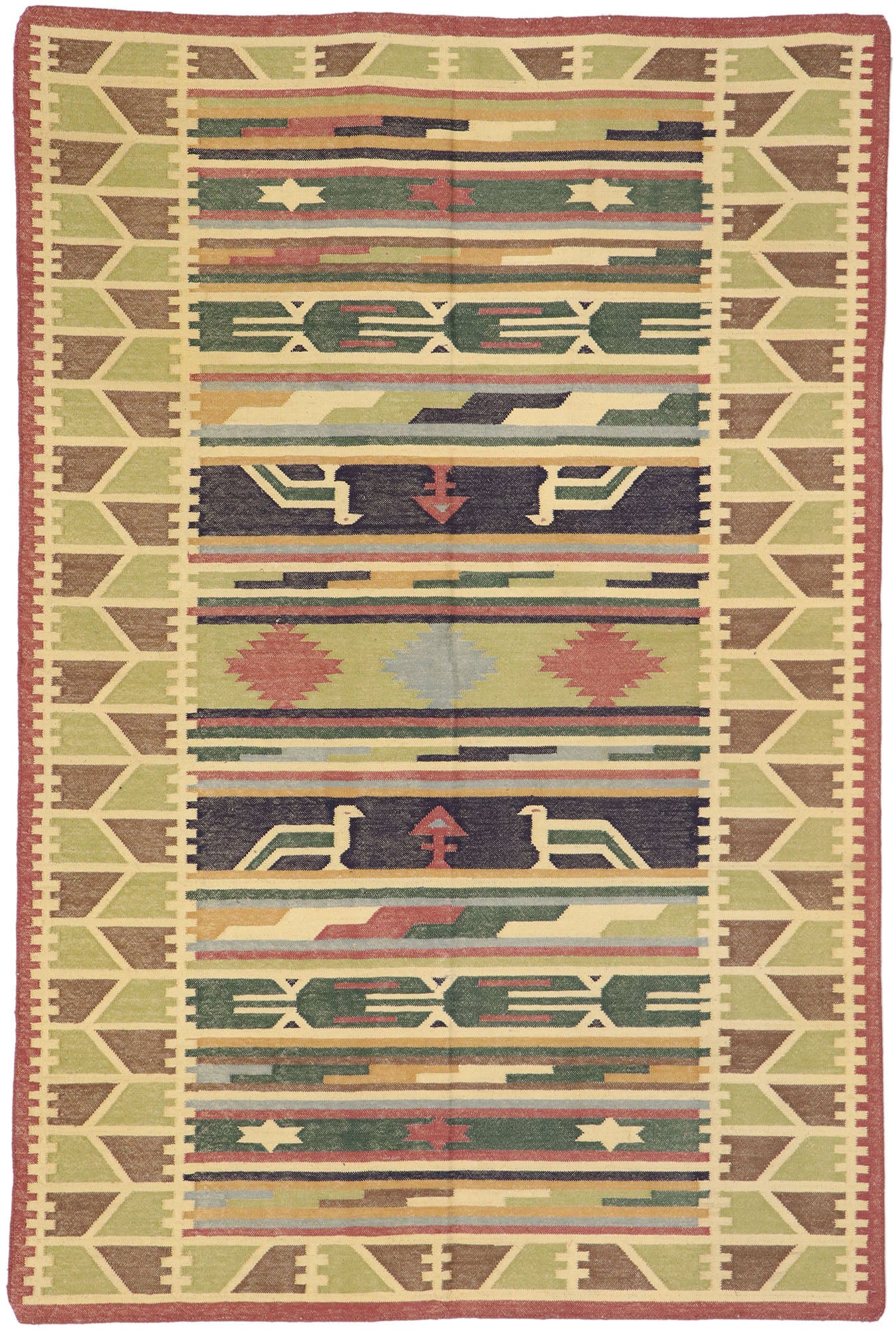 4 x 6 Vintage Indian Stone Wash Dhurrie Rug 77989