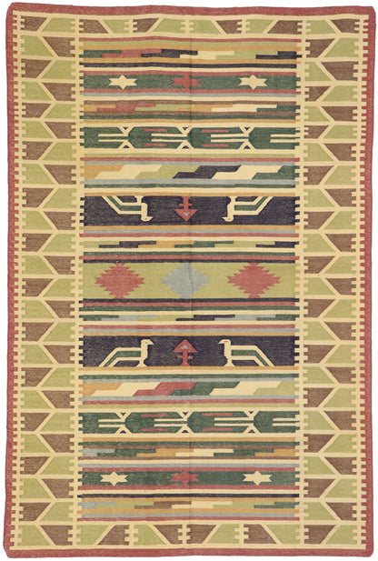 4 x 6 Vintage Indian Stone Wash Dhurrie Rug 77989