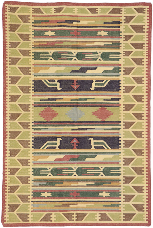 4 x 6 Vintage Indian Stone Wash Dhurrie Rug 77989