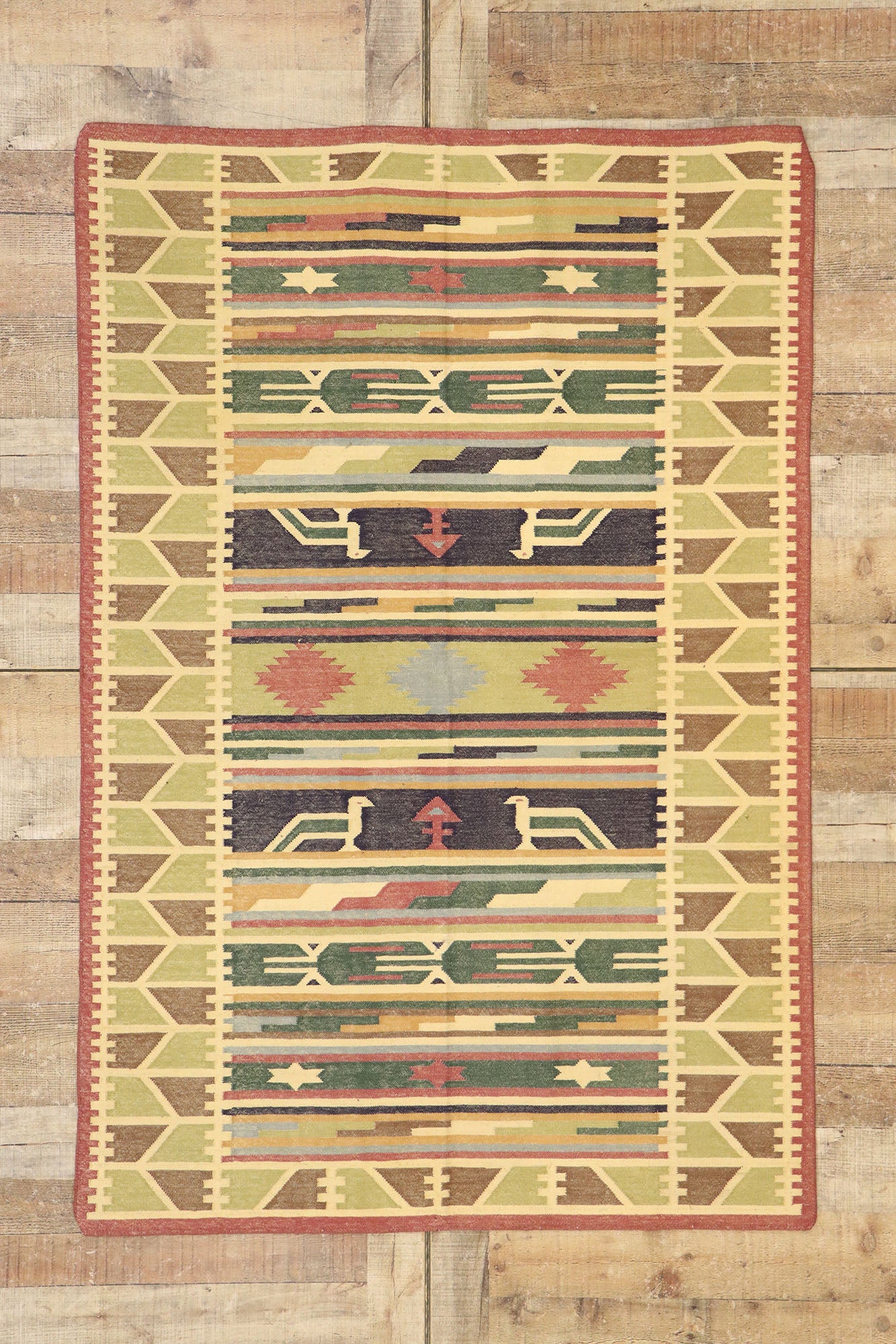4 x 6 Vintage Indian Stone Wash Dhurrie Rug 77989
