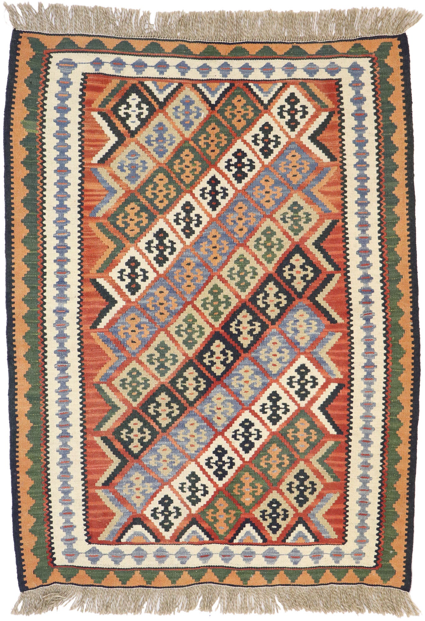 3 x 5 Vintage Persian Shiraz Kilim Rug 77990
