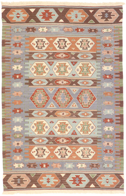 4 x 6 Vintage Persian Shiraz Kilim Rug 77992
