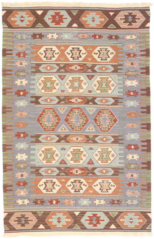 4 x 6 Vintage Persian Shiraz Kilim Rug 77992