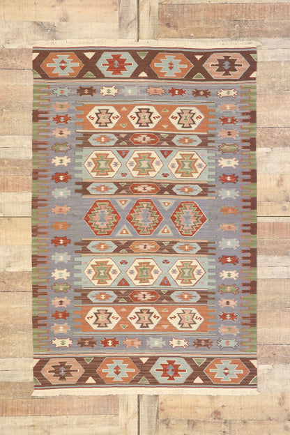 4 x 6 Vintage Persian Shiraz Kilim Rug 77992