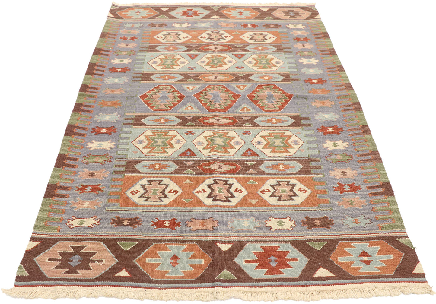 4 x 6 Vintage Persian Shiraz Kilim Rug 77992