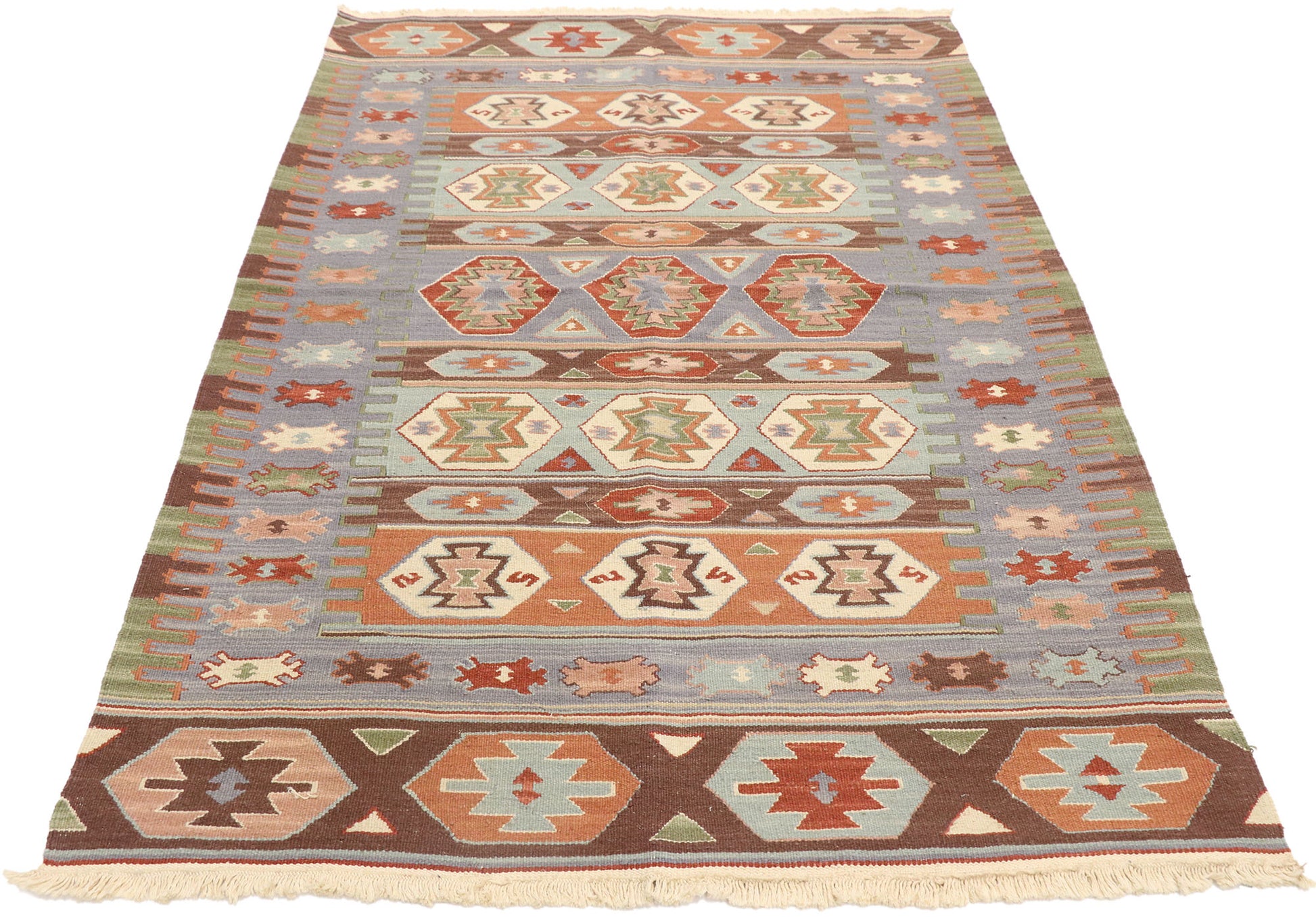 4 x 6 Vintage Persian Shiraz Kilim Rug 77992