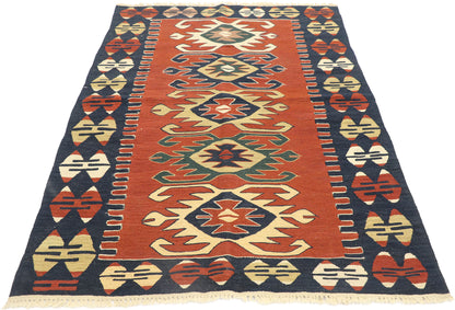 4 x 6 Vintage Persian Shiraz Kilim Rug 77996