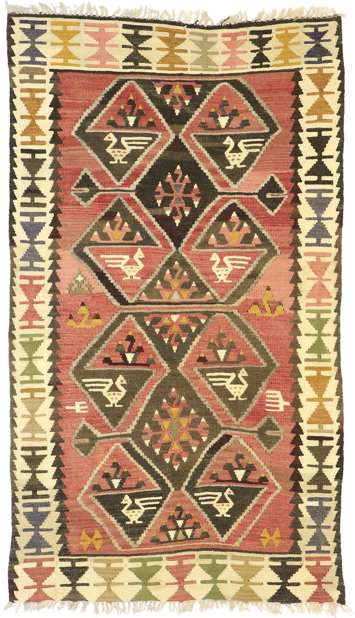 3 x 6 Vintage Persian Shiraz Kilim Rug 77997