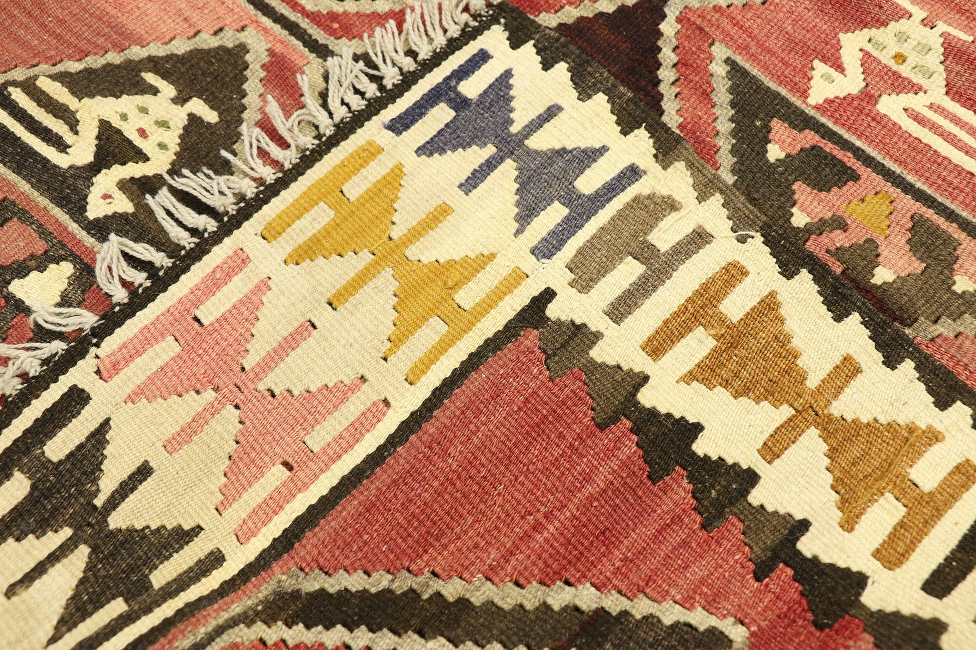 3 x 6 Vintage Persian Shiraz Kilim Rug 77997