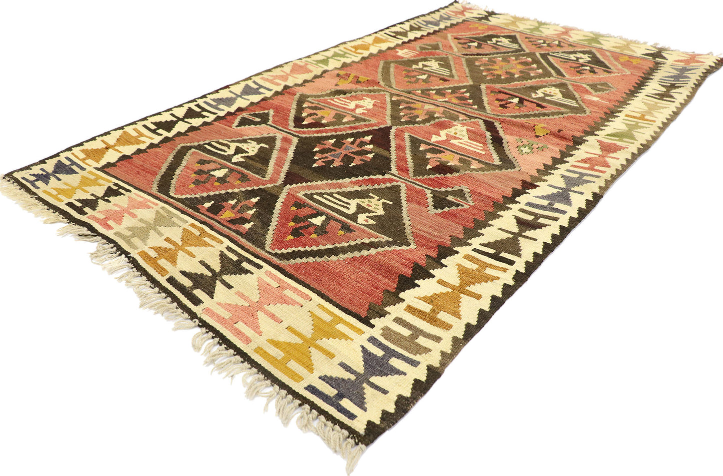 3 x 6 Vintage Persian Shiraz Kilim Rug 77997